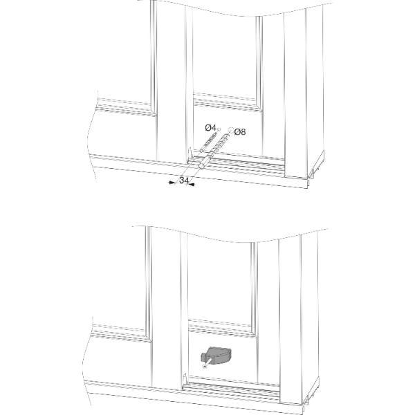 Maco #101680 HS Anschlagpuffer, Flügelabstand 28 mm, silber (101680)