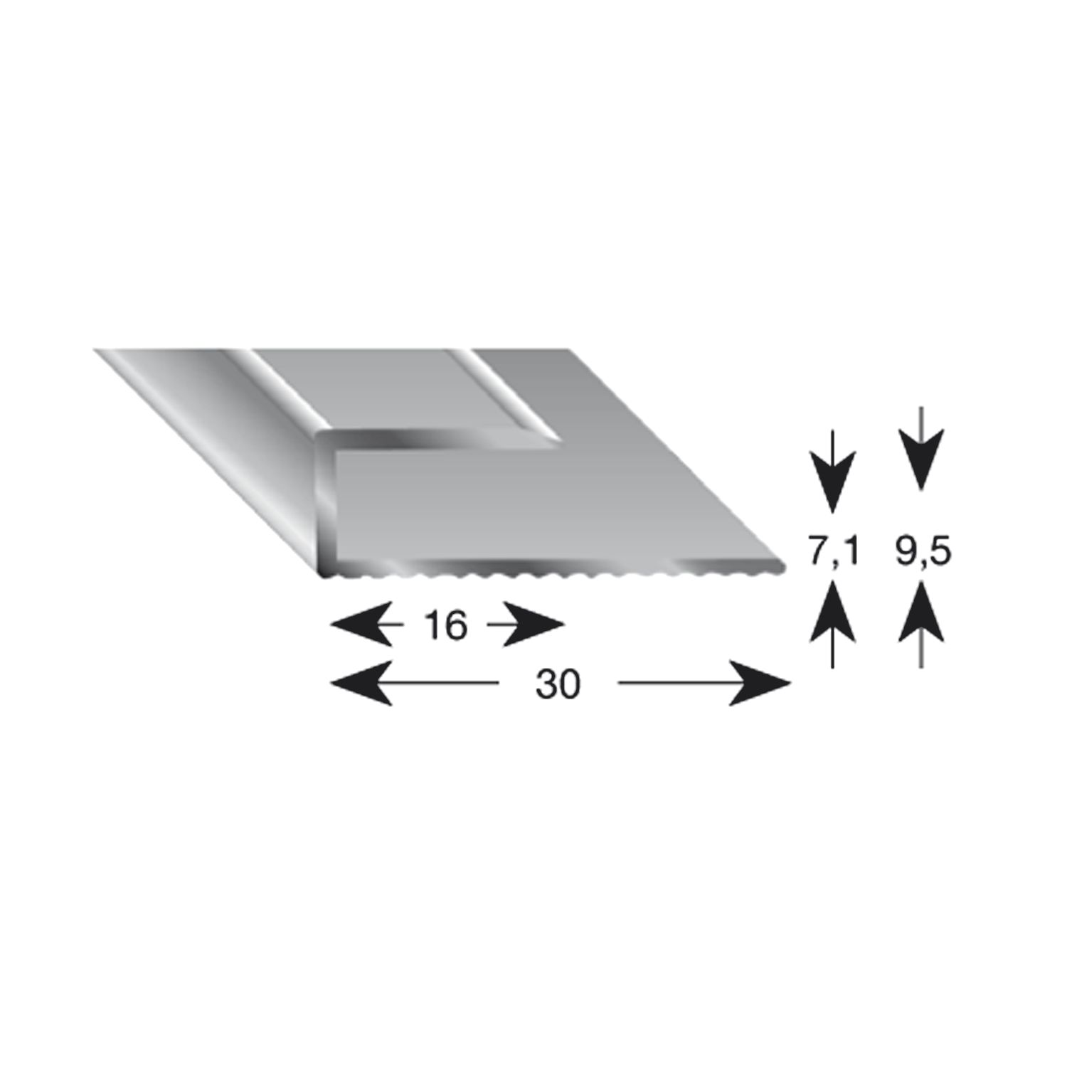 Kügele Gleitabschlussprofil U Alu silber eloxiert 7/2700 mm