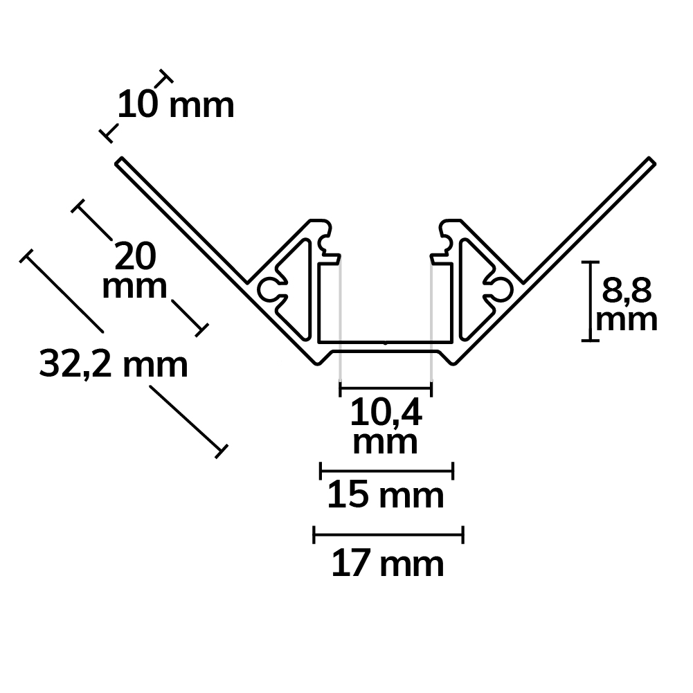 ISOLED LED Fliesenprofil Inneneck 300cm