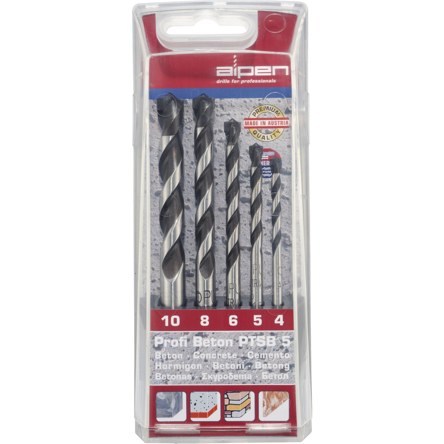 Alpen HM-Betonbohrer-Satz Profi Bohrer ø 4-10 mm 5-teilig