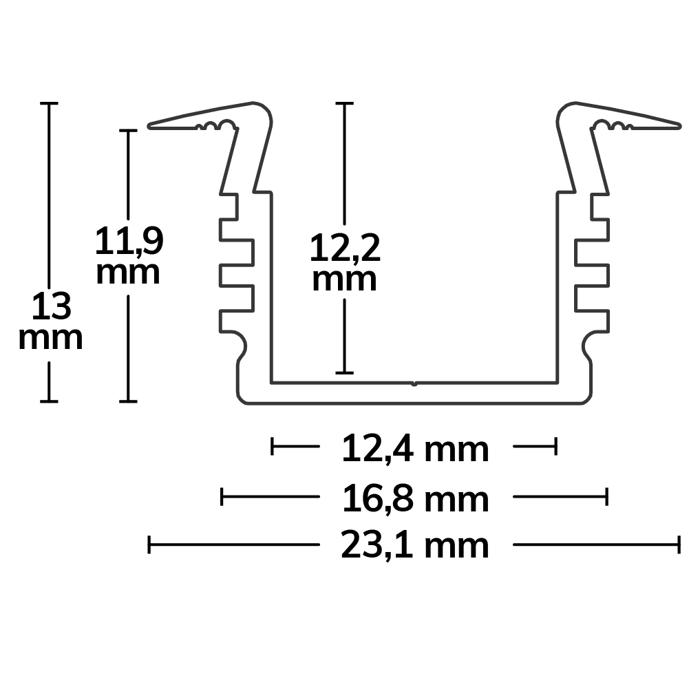 ISOLED LED Einbauprofil DIVE12 Aluminium schwarz 200cm