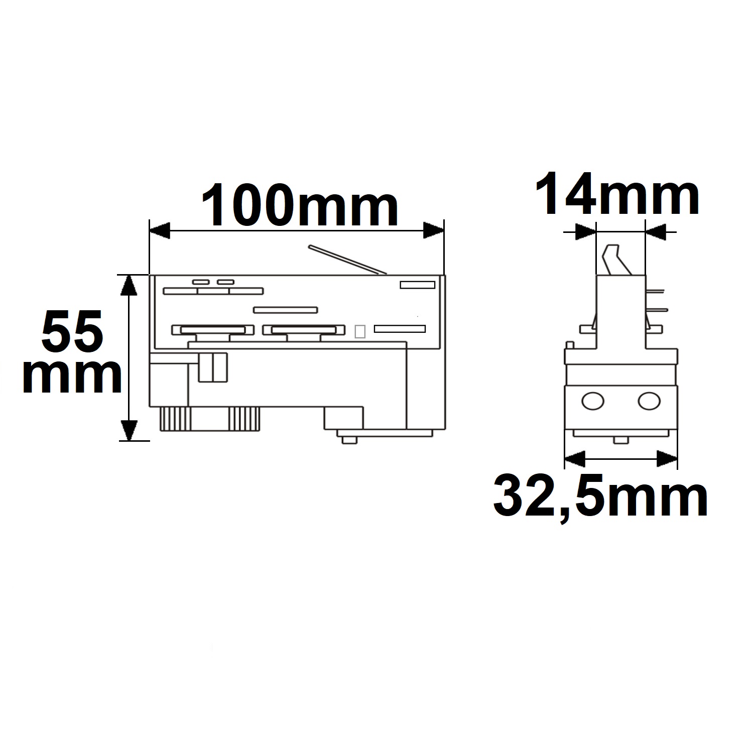 ISOLED 3-Phasen DALI Schiene Universaladapter schwarz