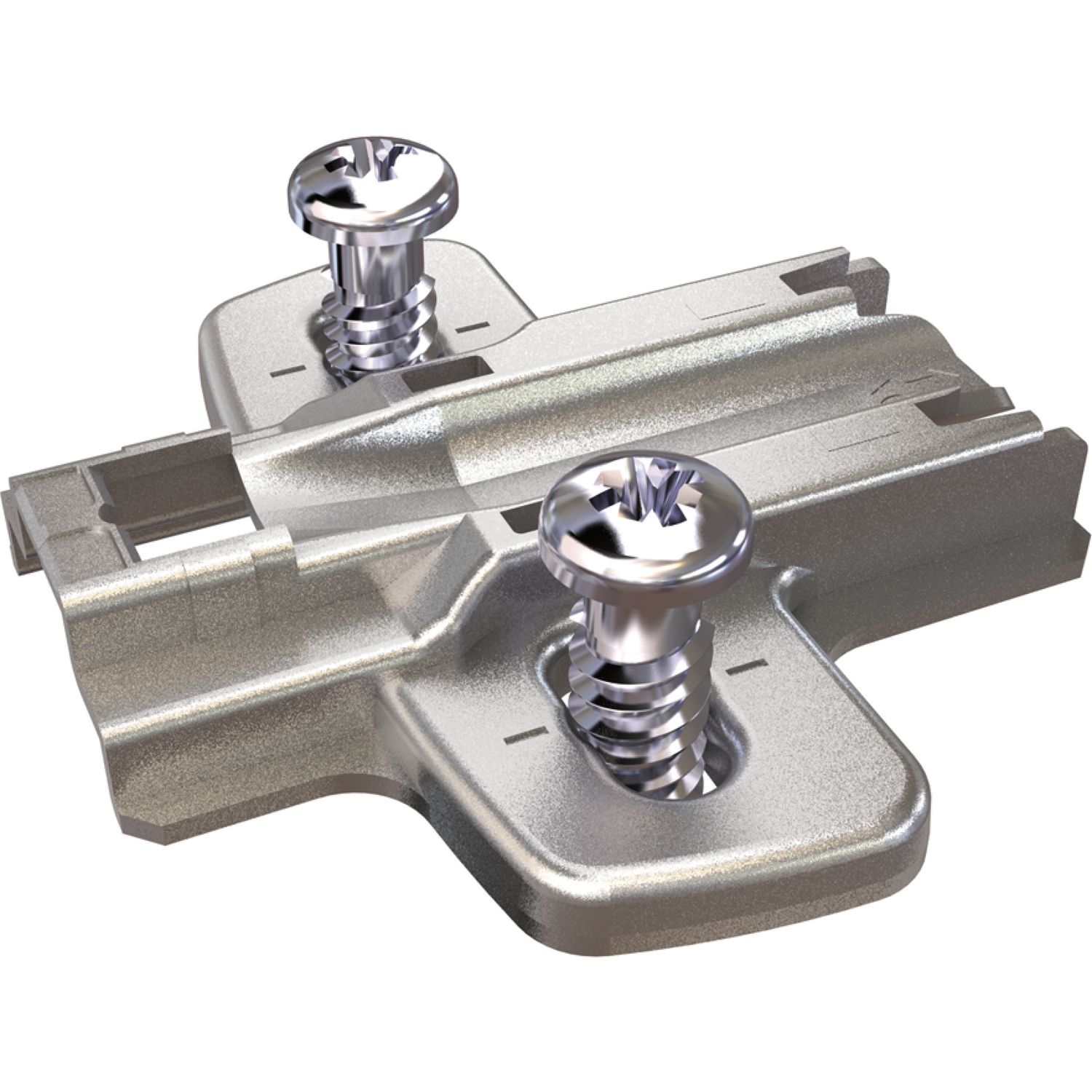 Hettich Kreuzmontageplatte mit Langloch, Systemschraube, Distanz 5 mm