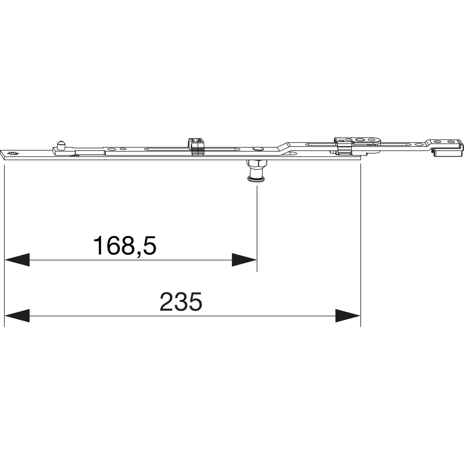 Maco #214848 MACO MM Stulpverlängerung i.S. verlängerbar für Bodenschwelle 18L, L=235 mm