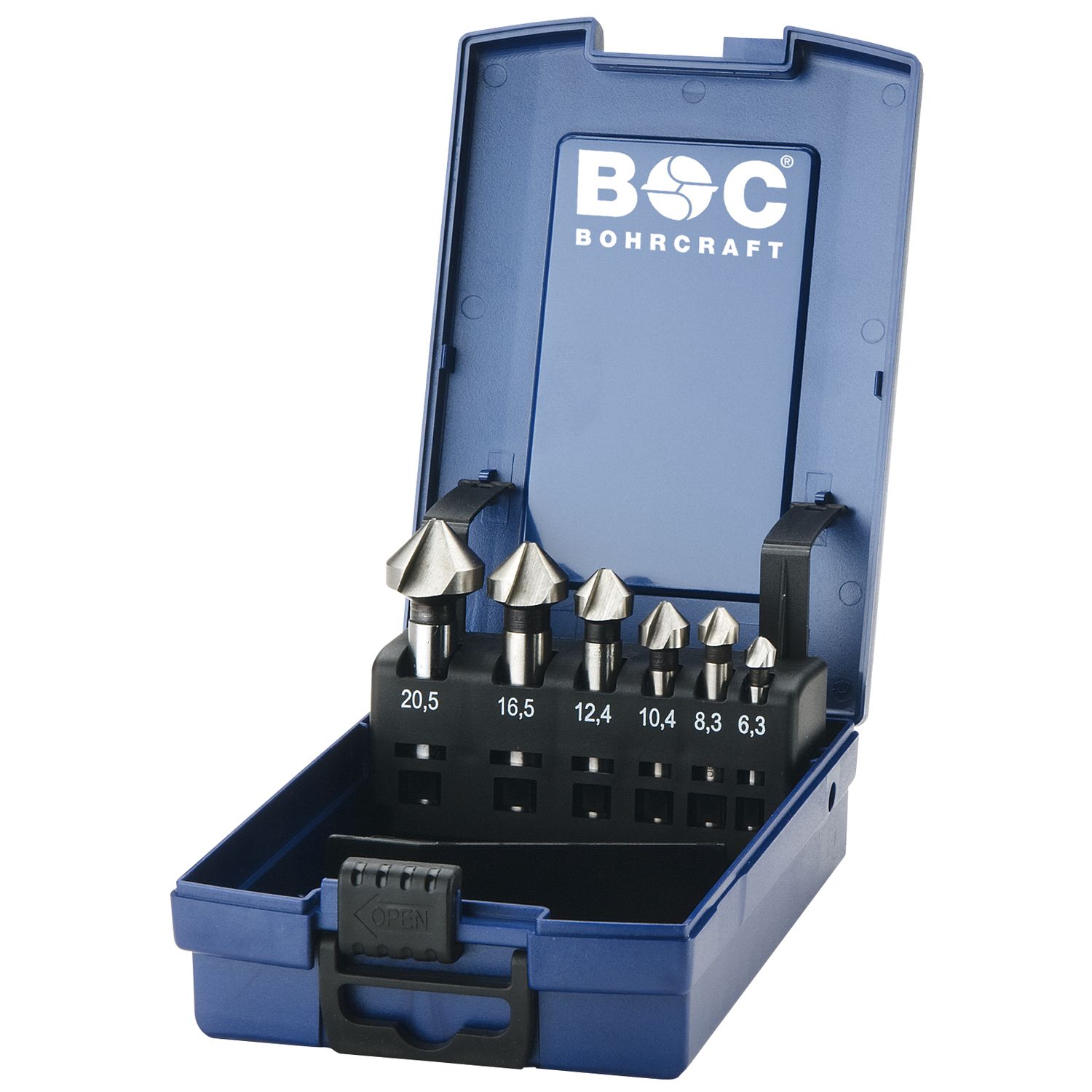 Bohrcraft Kegelsenker-Satz DIN335C HSS Co5 Z=3 6-tlg. i.Kunststoffkassette