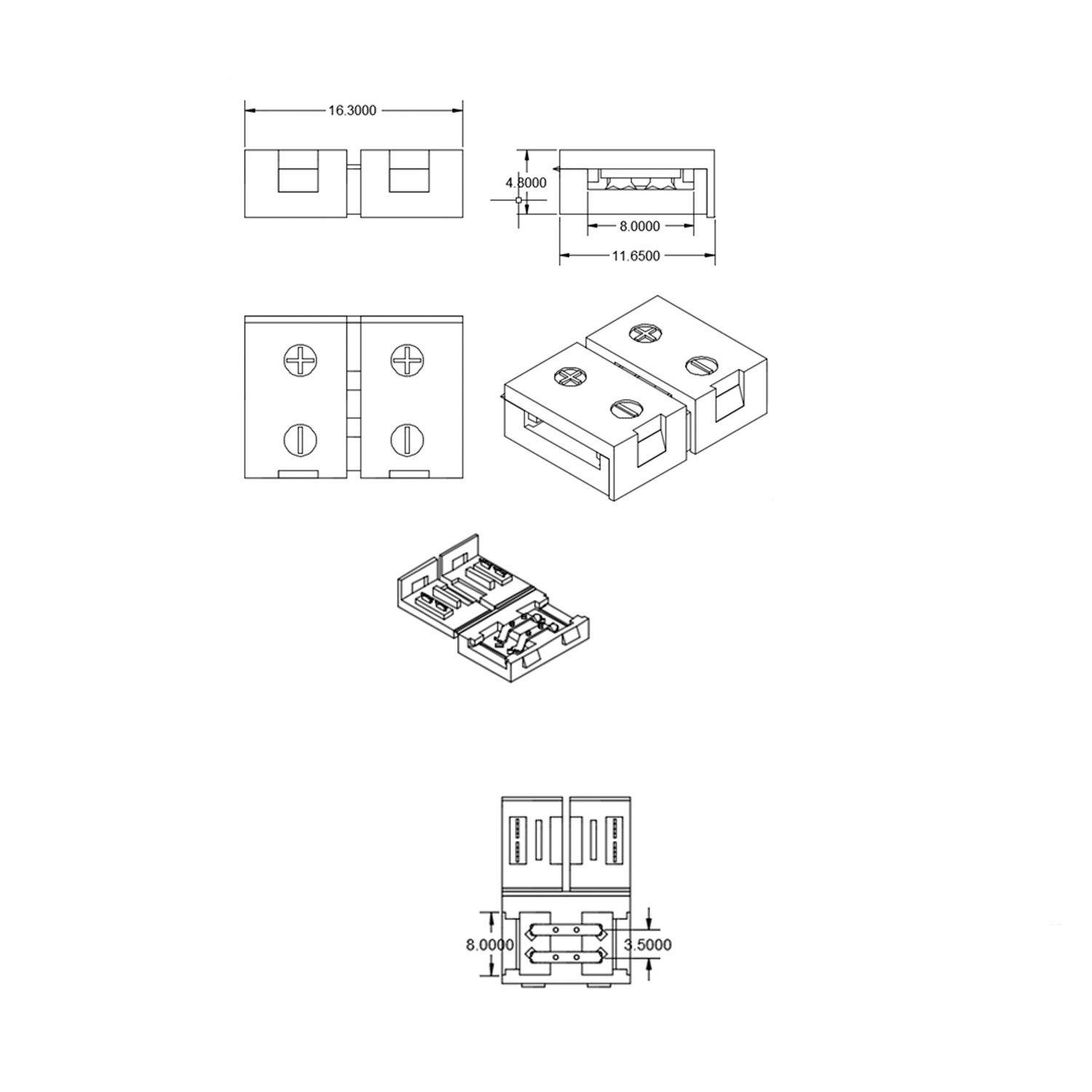 ISOLED Clip-Verbinder (max. 5A) C1-28 für 2-pol. IP20 Flexstripes mit Breite 8mm Pitch >12mm