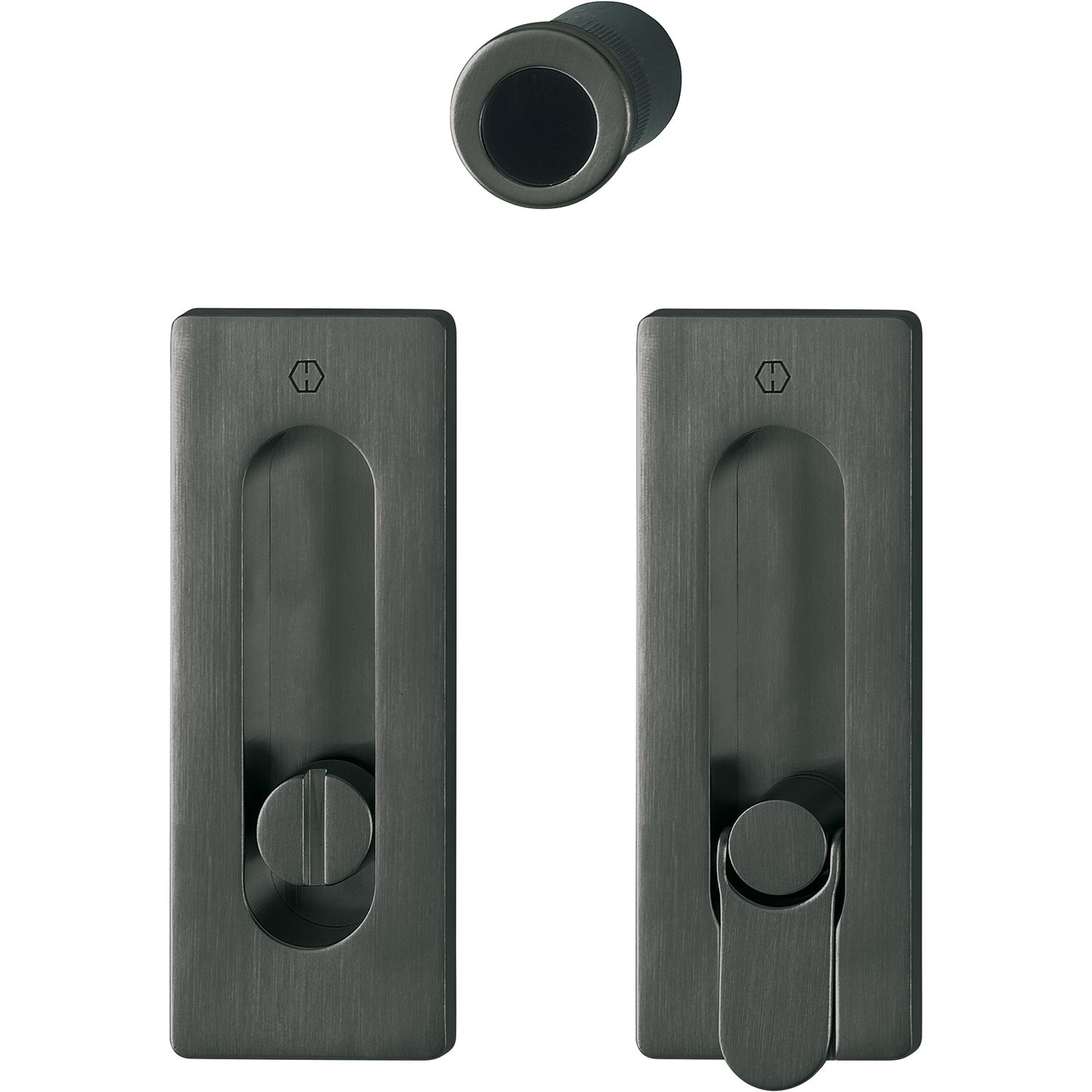 Hoppe HOPPE Schiebetürmuschel Set M464 - WC, eckige Rosette, Messing schwarz satiniert