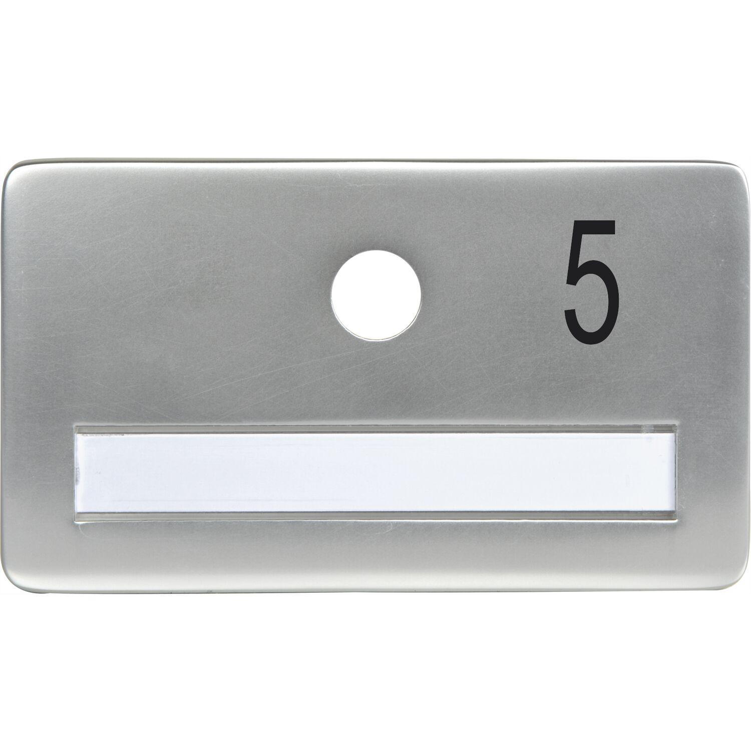 SOLIDO Namensschild ohne Spion, Bohrung ø 14, Alu silber eloxiert, Gravur Nr. 5