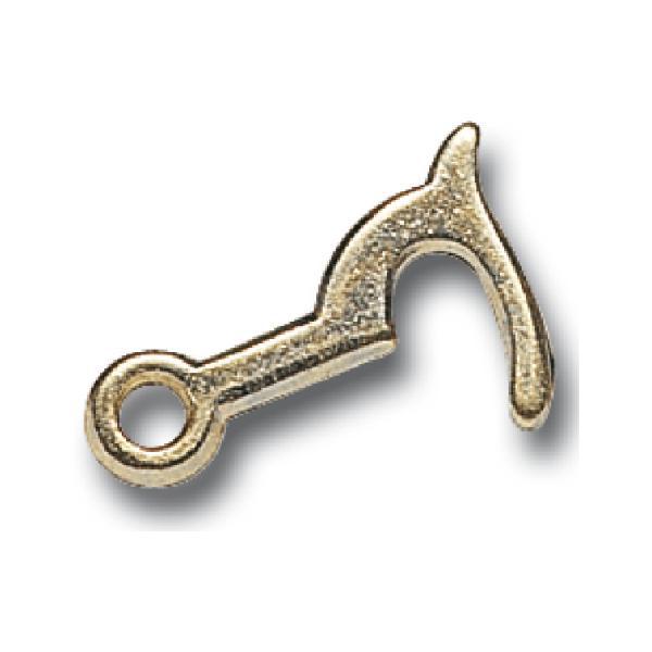 Schmale Kassettenhaken mit Ringschraube 30 mm, Stahl vermessingt