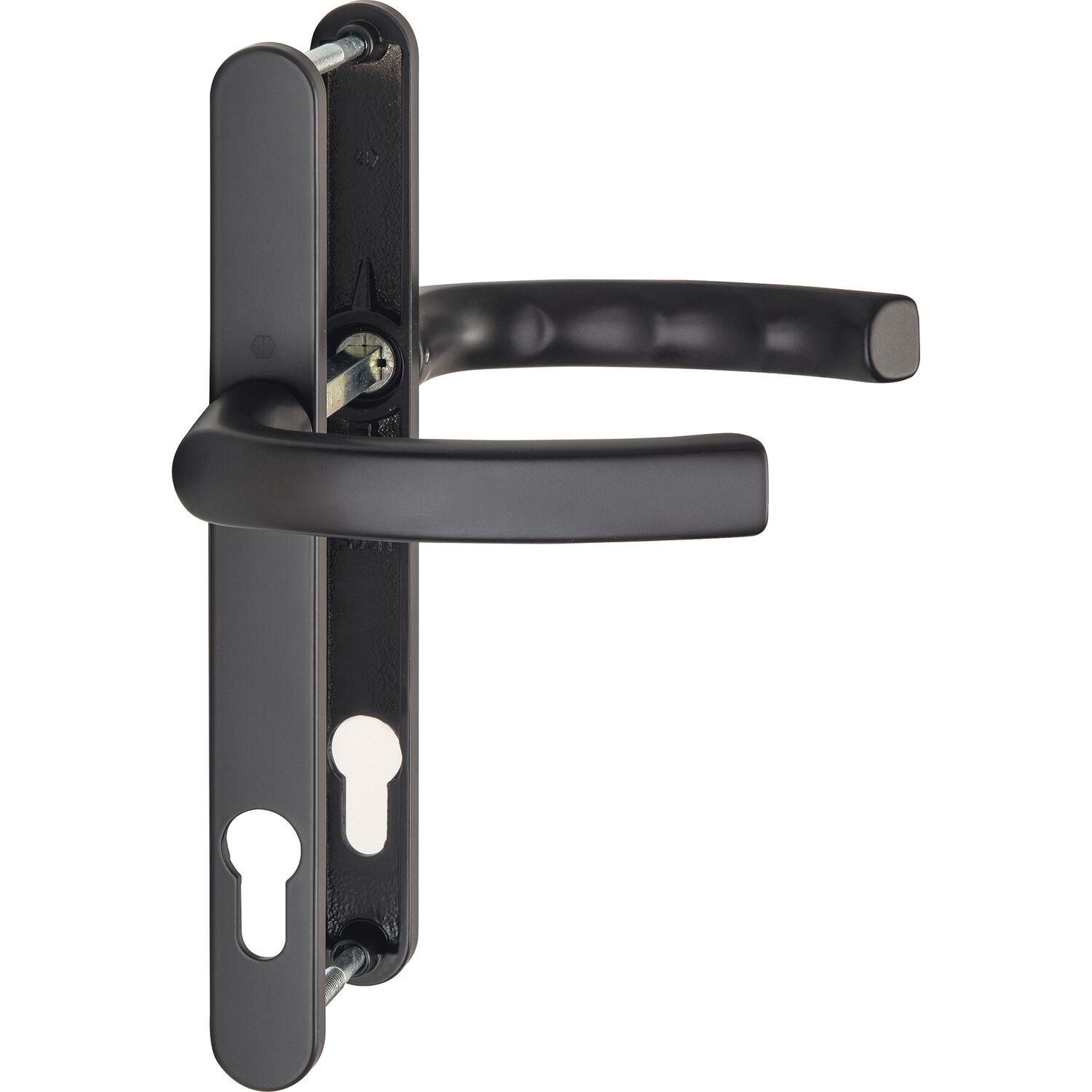 Hoppe Drückergarnitur LIÈGE - auf Schmalschild 24 mm, 67 - 72, schwarz matt