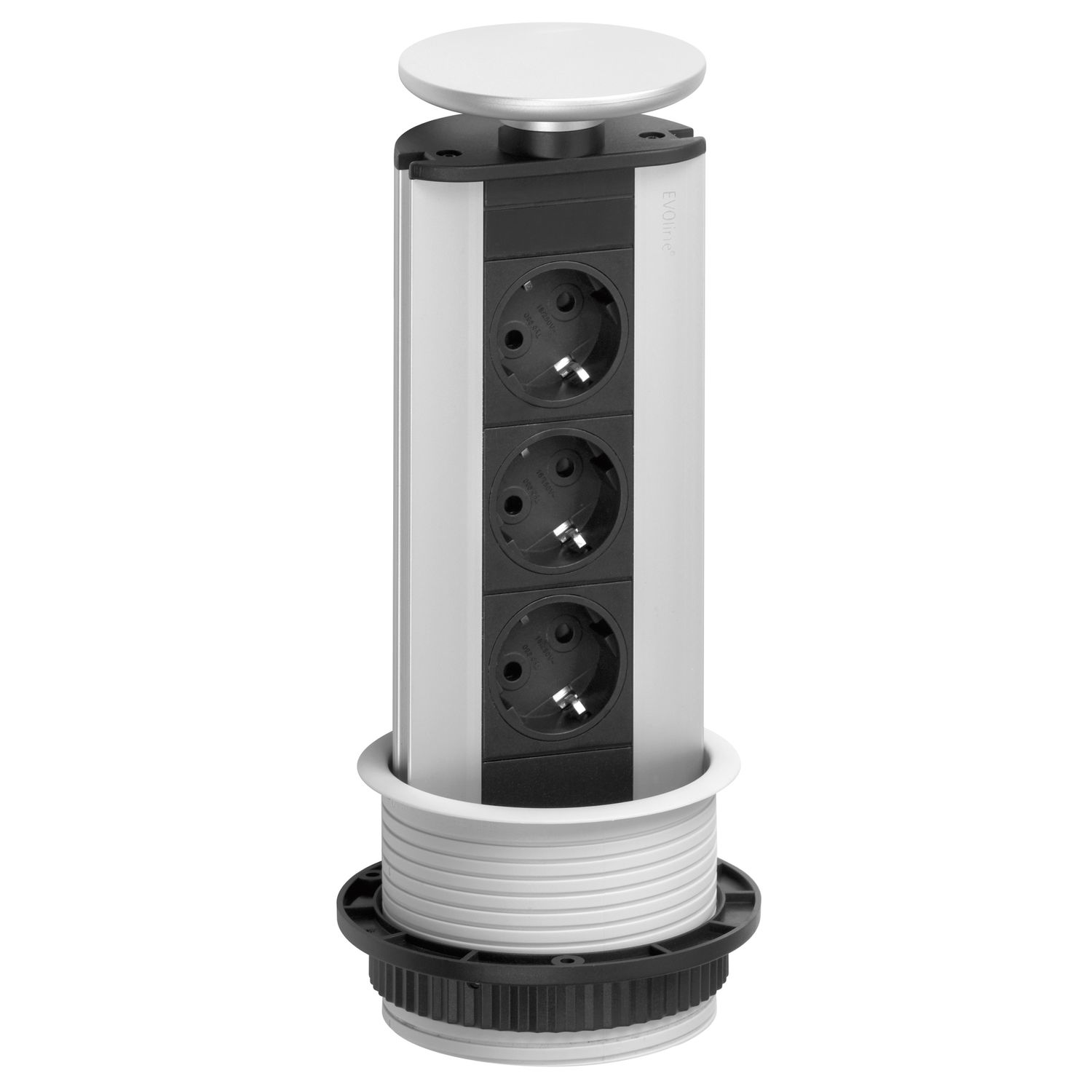 EVOline Port Steckdosenelement 3x Schuko Wippdeckel alufarbig