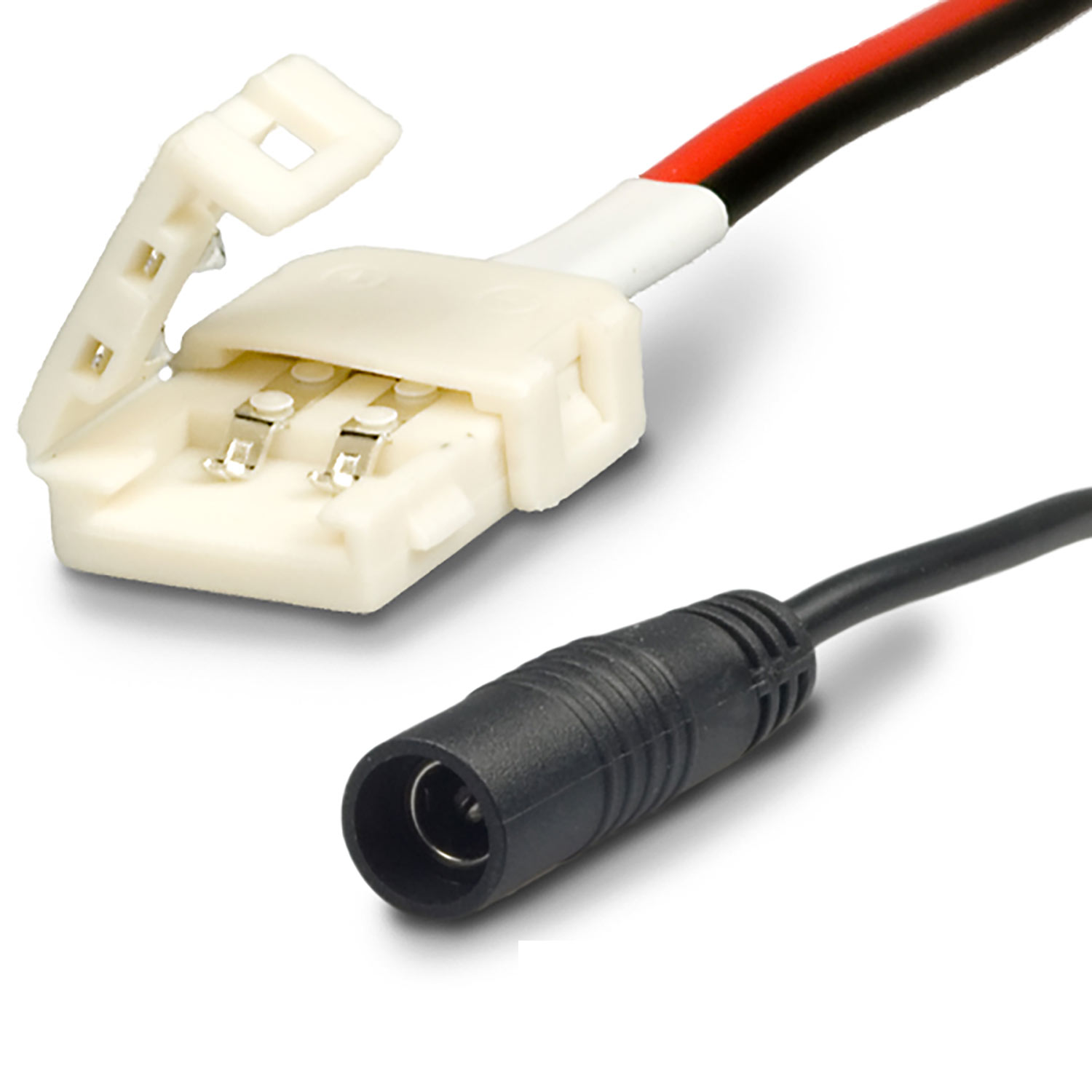 ISOLED Clip-Rundstecker-Anschluss (max. 5A) für 2-pol. IP20 Flexstripes mit Breite 8mm Pitch-Abstand