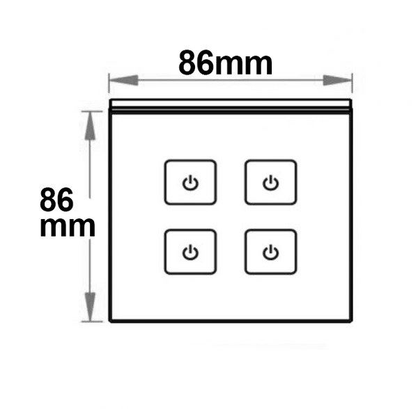 ISOLED Sys-One single color 4 Zonen Einbau-Touch-Funk-Fernbedienung 230V AC