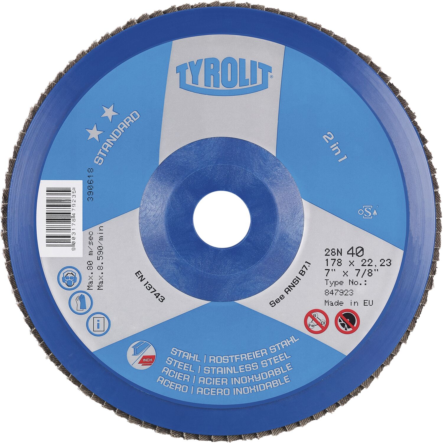 Tyrolit Schleiflamellenteller Standard** gerade Ø 115 mm Korn 40 Form 28N