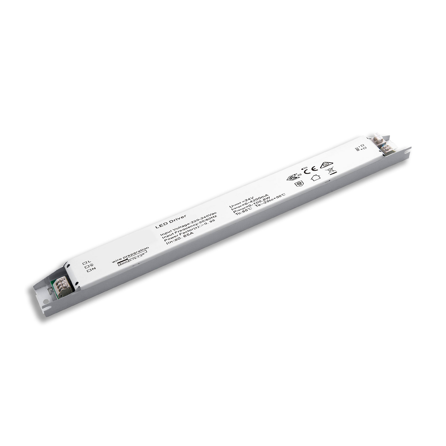 ISOLED LED Leuchten-Trafo 24V/DC 0-100W SELV flach schmal