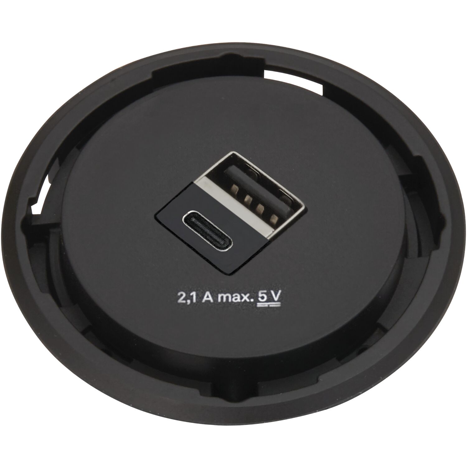 EVOline One 2fach USB Charger A+C, schwarz DM 59 mm
