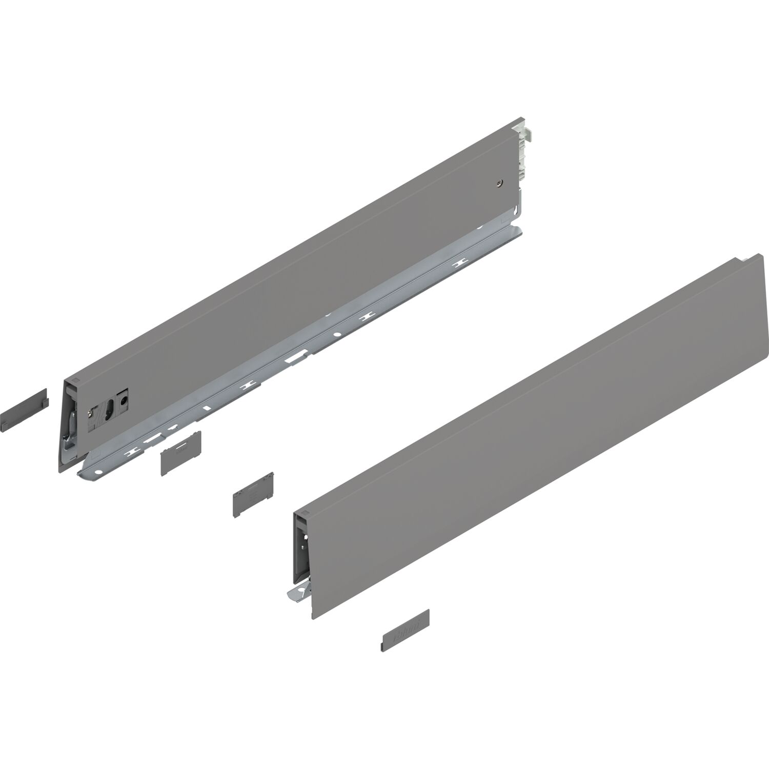blum MERIVOBOX SET Höhe E-Reling, BLUMOTION B, 40kg, NL 600, Indiumgrau