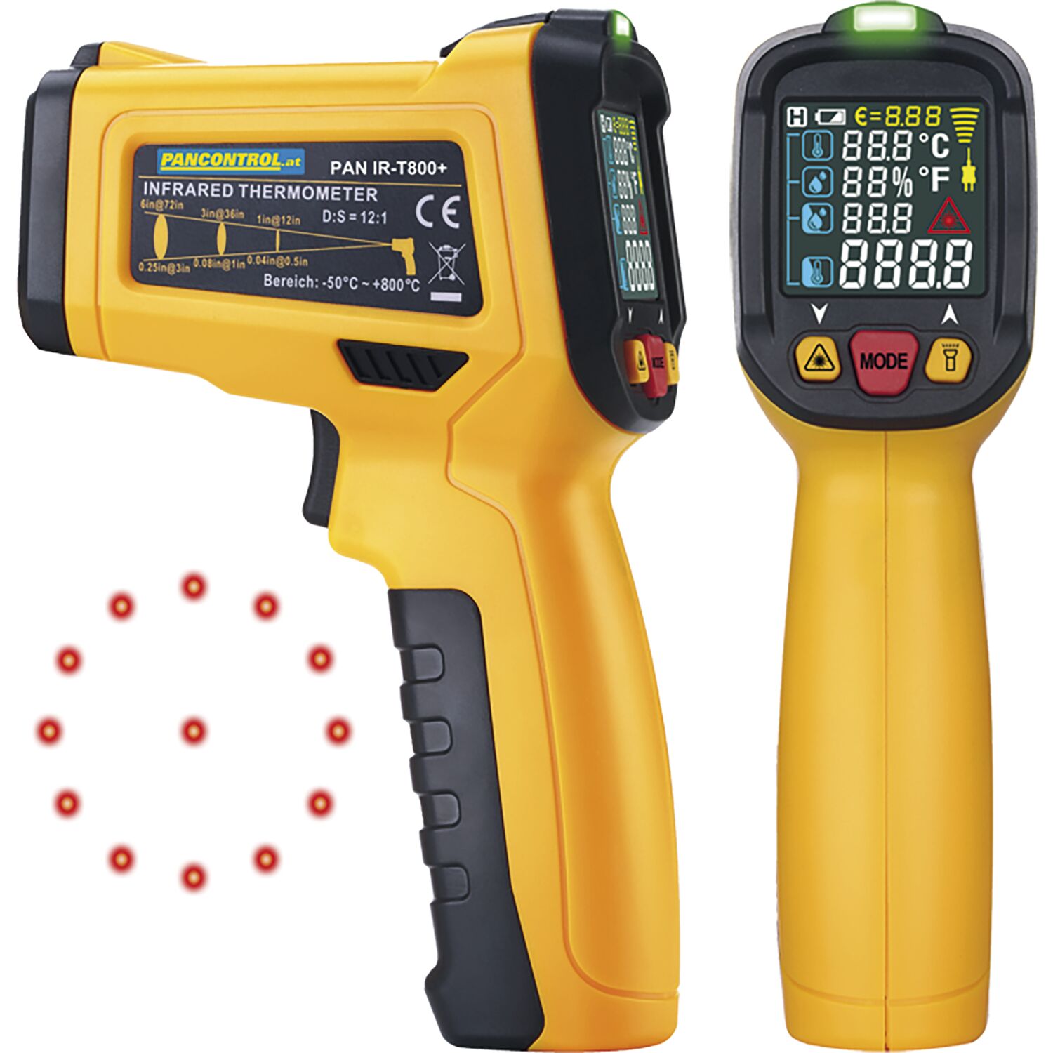 Pancontrol Infrarot Digitalthermometer PAN IR-T800+ Laser Messkreisanzeige