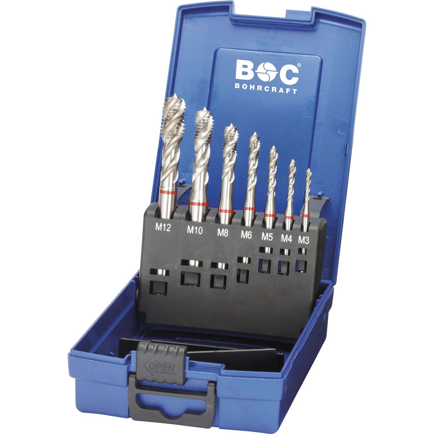 Bohrcraft Maschinengewindebohrer-Satz M3-M12 HSS-E Rotring 40º RSP 7-teilig