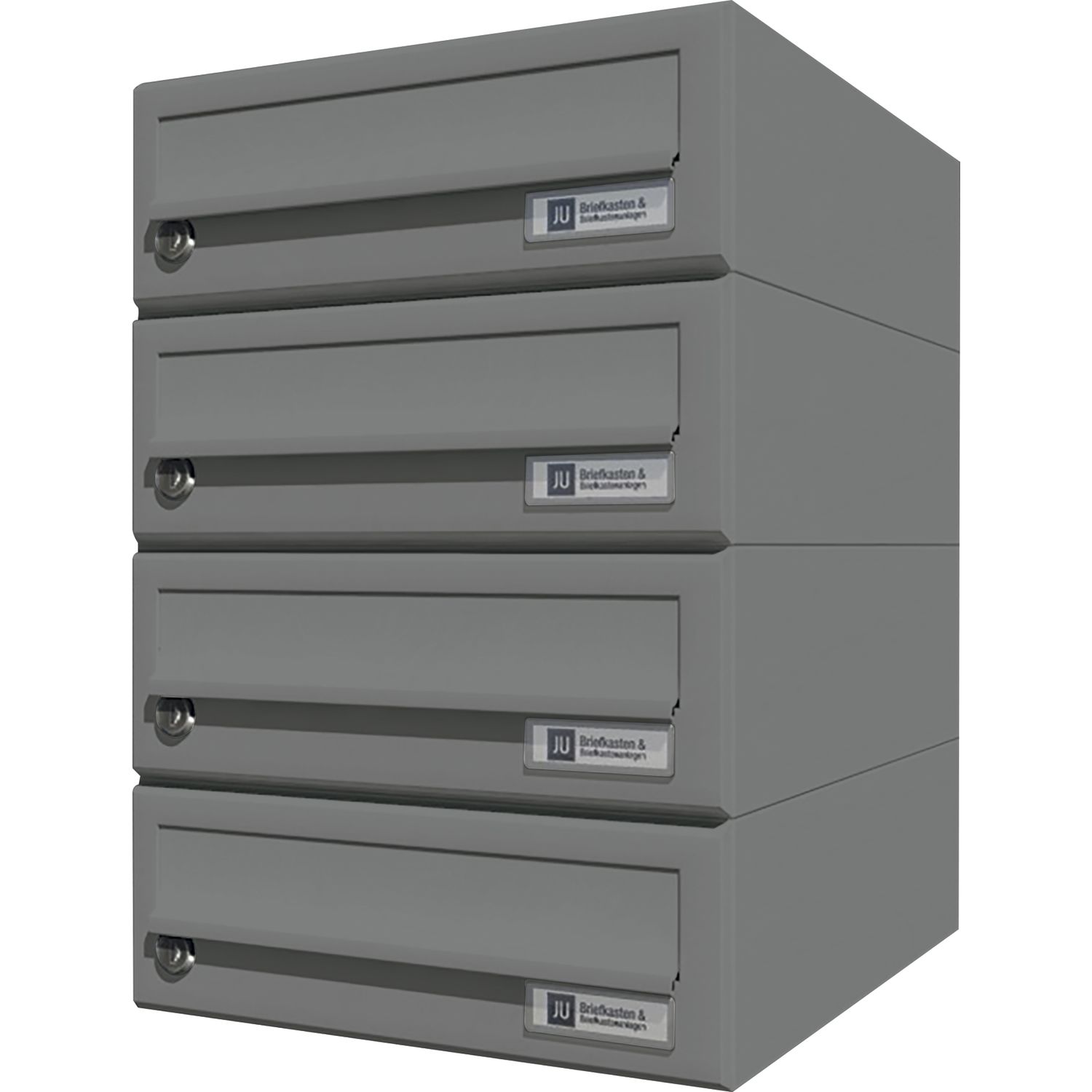 JU Hausbrieffachanlage 4-teilig, 300 x 440 x 380 mm, Stahl grau RAL 9007