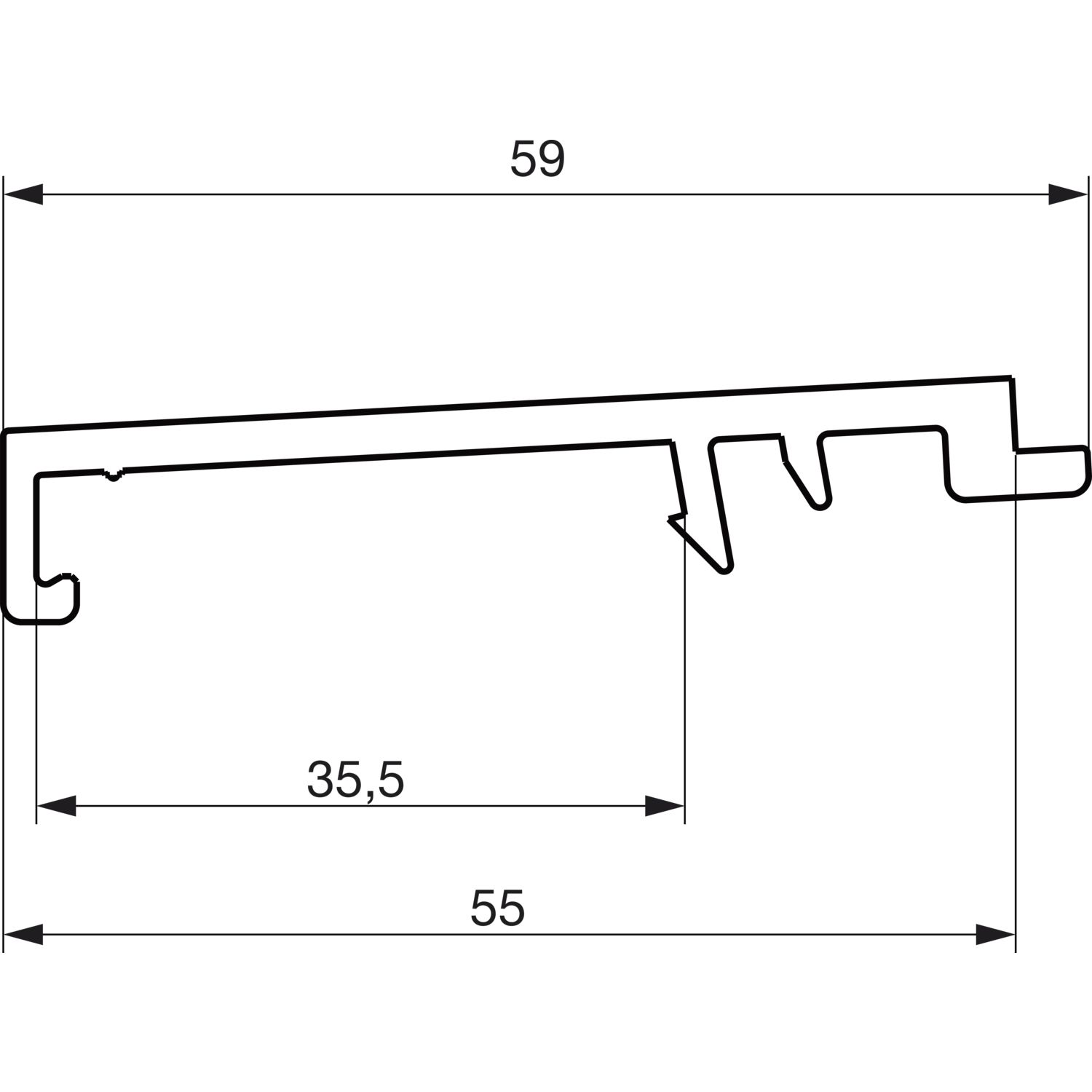 GU Thermostep 164/204 Wetterprofil 144 P2151, FA 28, L=4000 mm, silber eloxiert