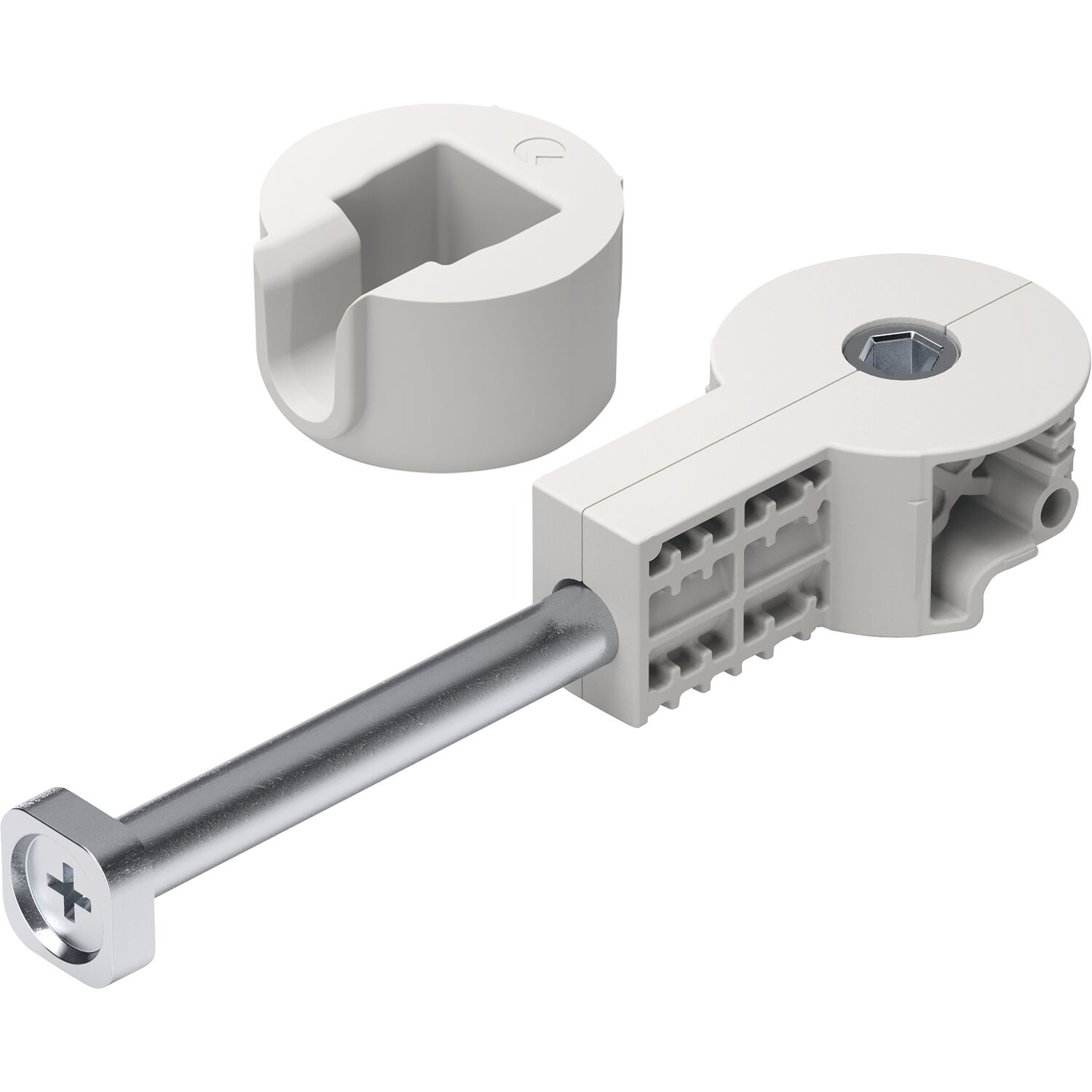 ITALIANA ferramenta Arbeitsplattenverbinder Quick Tech Set 100 mm, Stahl/Kunststoff weißgrau