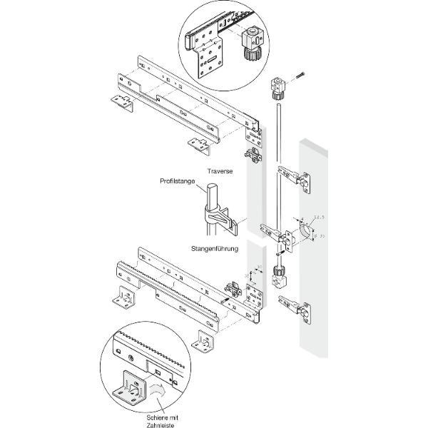Accuride 1316 Synchronsteuerung, Schienenlänge 550 mm