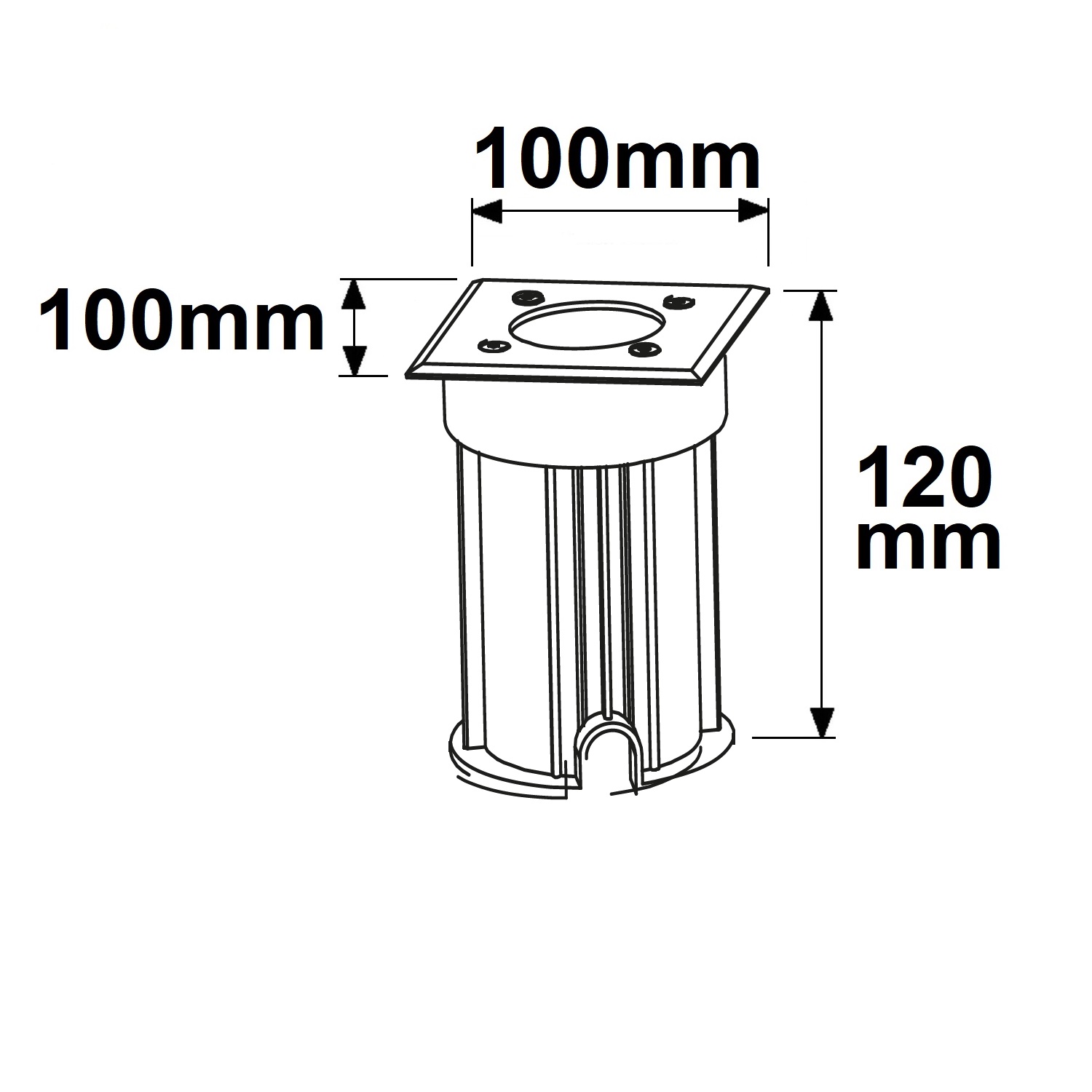 ISOLED Bodeneinbaustrahler für GU10 Spots eckig IP67 exkl. Leuchtmittel