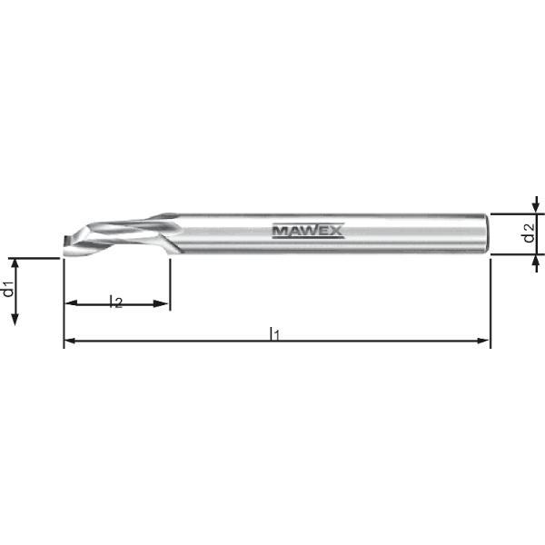 MAWEX Bohrnutenfräser HSS 6X16X60 mm einschneidig spiralig (5Stk)