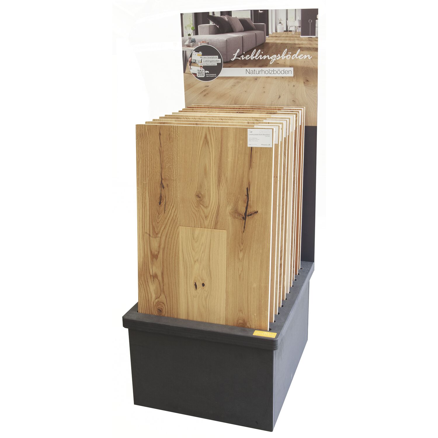Bodenständer für Parkettböden Musterplatten mit Rückwand