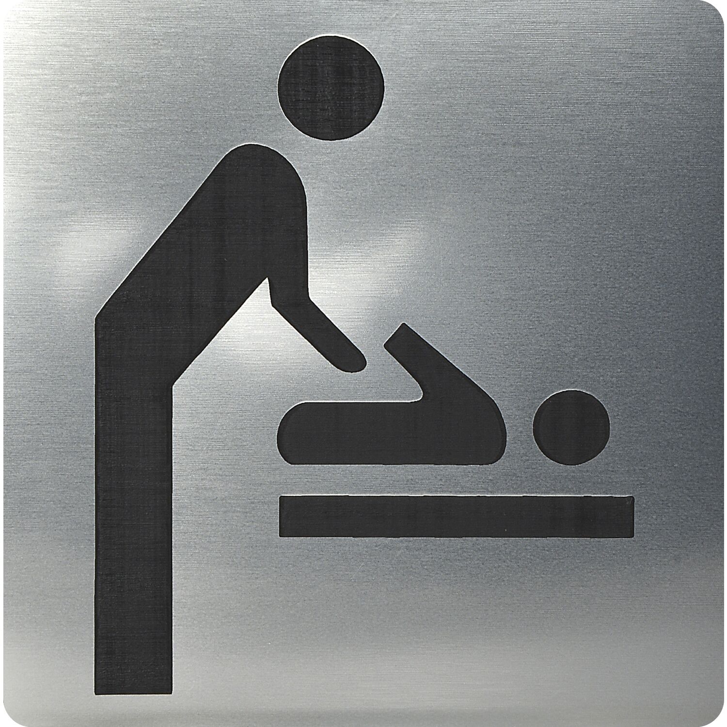 ninka WC Symbol Wickelraum selbstklebend, 100 x 100 mm, Kunststoff Edelstahl-Effekt