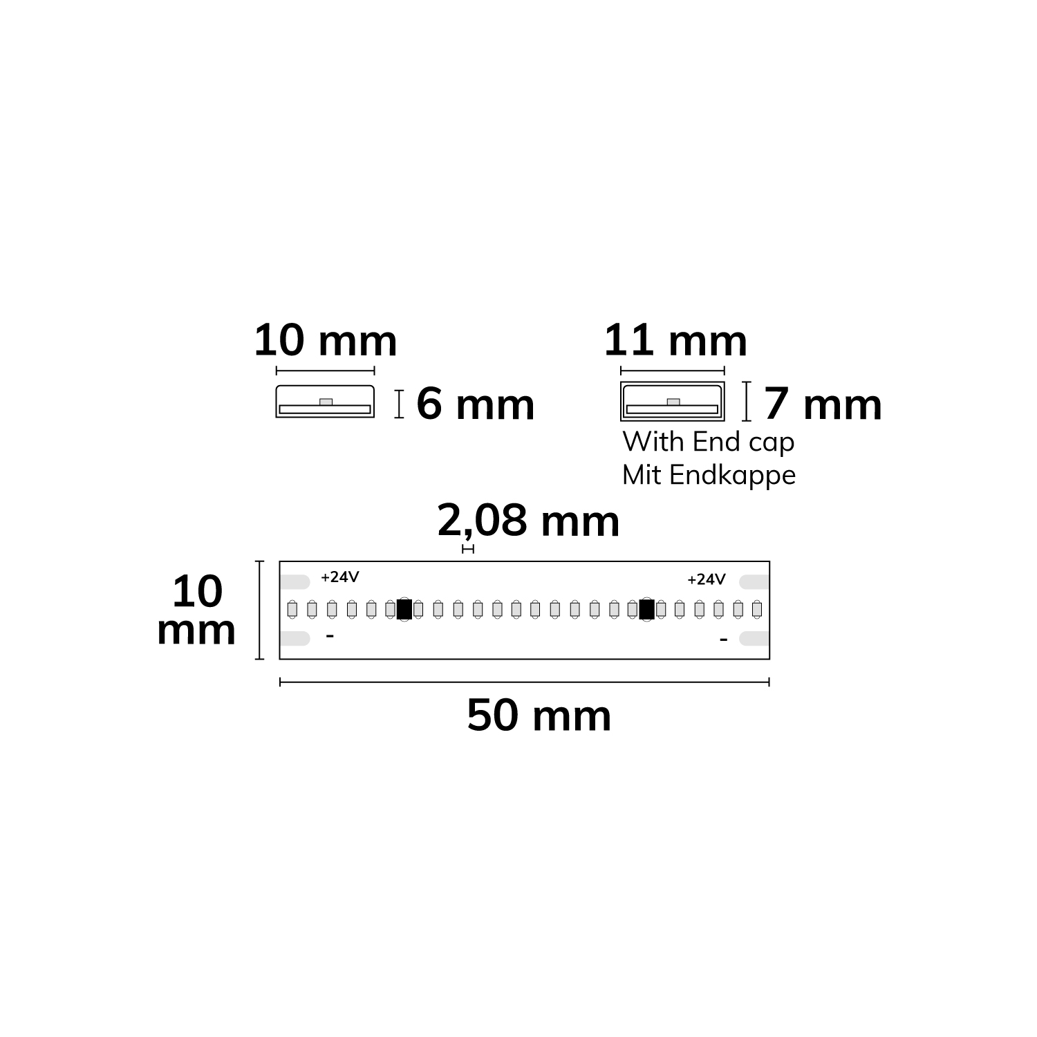 ISOLED LED HT940 COB Flexband für bis zu 100°C Umgebungstemp. 24V DC 14,4W IP68 4000K 5m Rll 480 LED