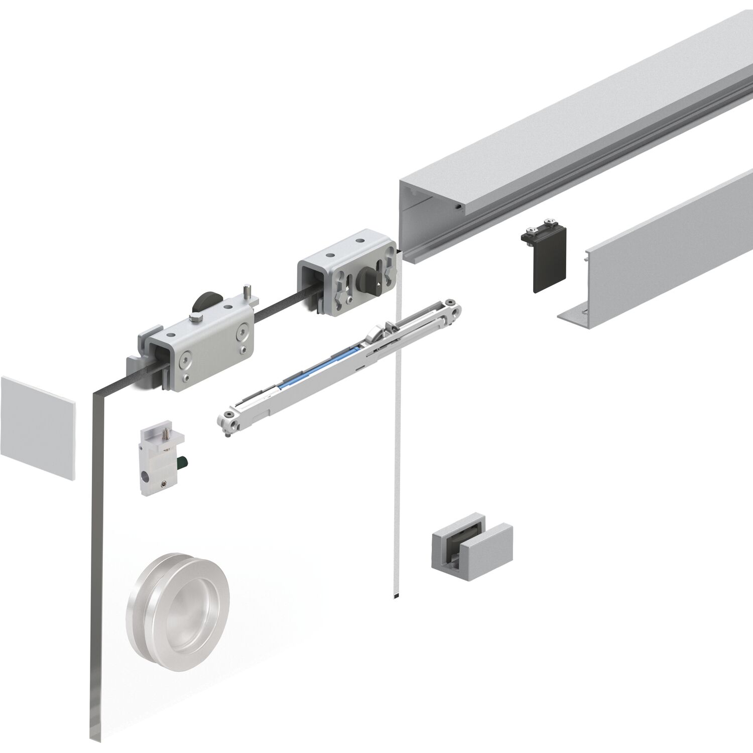 HELM GT-L 50 Beschlagset Glas 8-10 mm L=2000 mm Wand 50 kg Alu silber eloxiert