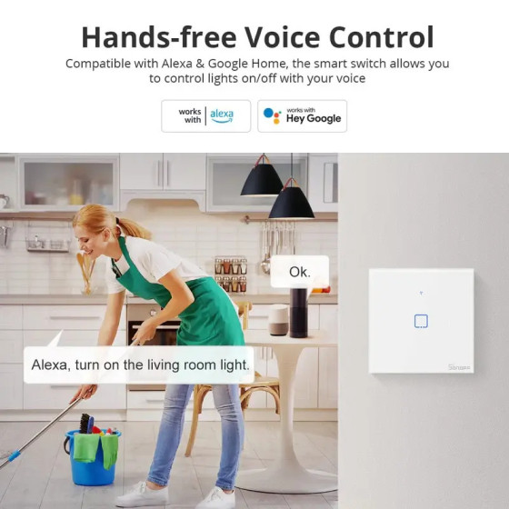 Sonoff WLAN-Wandschalter der SONOFF TX-Serie WiFi+RF433 T1 1fach