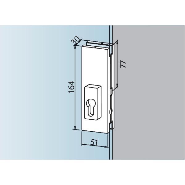 DORMA-Glas DORMA-Glas Mittelschloss US 20, PZ-vorgerichtet, 10 mm, silber eloxiert (03.215)
