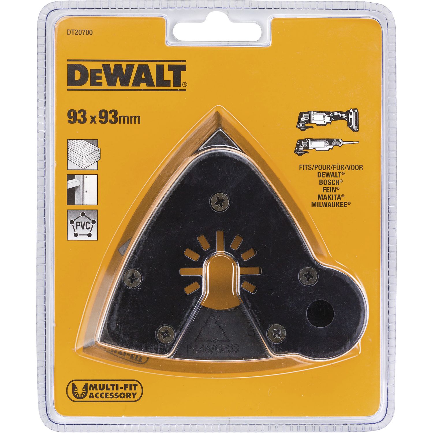 DeWalt Multi-Tool Schleifplatte DT 20700 Abmessung 93 x 93mm