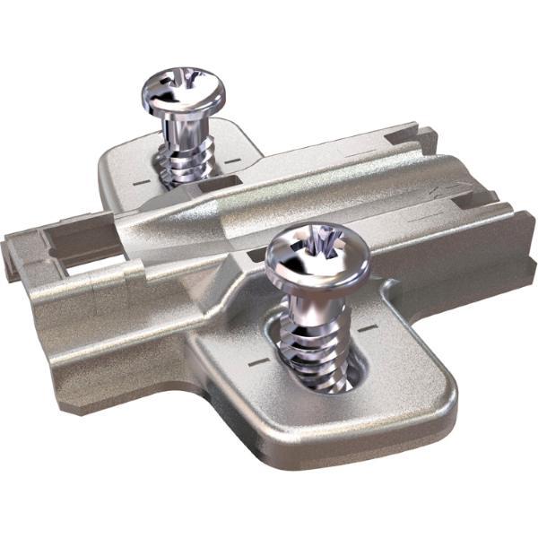 Hettich Kreuzmontageplatte mit Langloch, Systemschraube, Distanz 1,5 mm