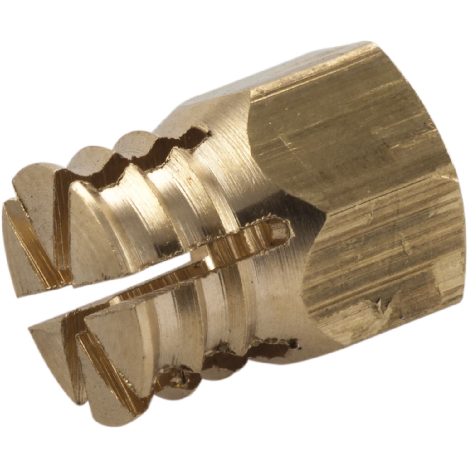 ITALIANA ferramenta Spreizmuffe 6-Kant, M4 Länge 7,5 mm Bohr ø5mm, Messing blank