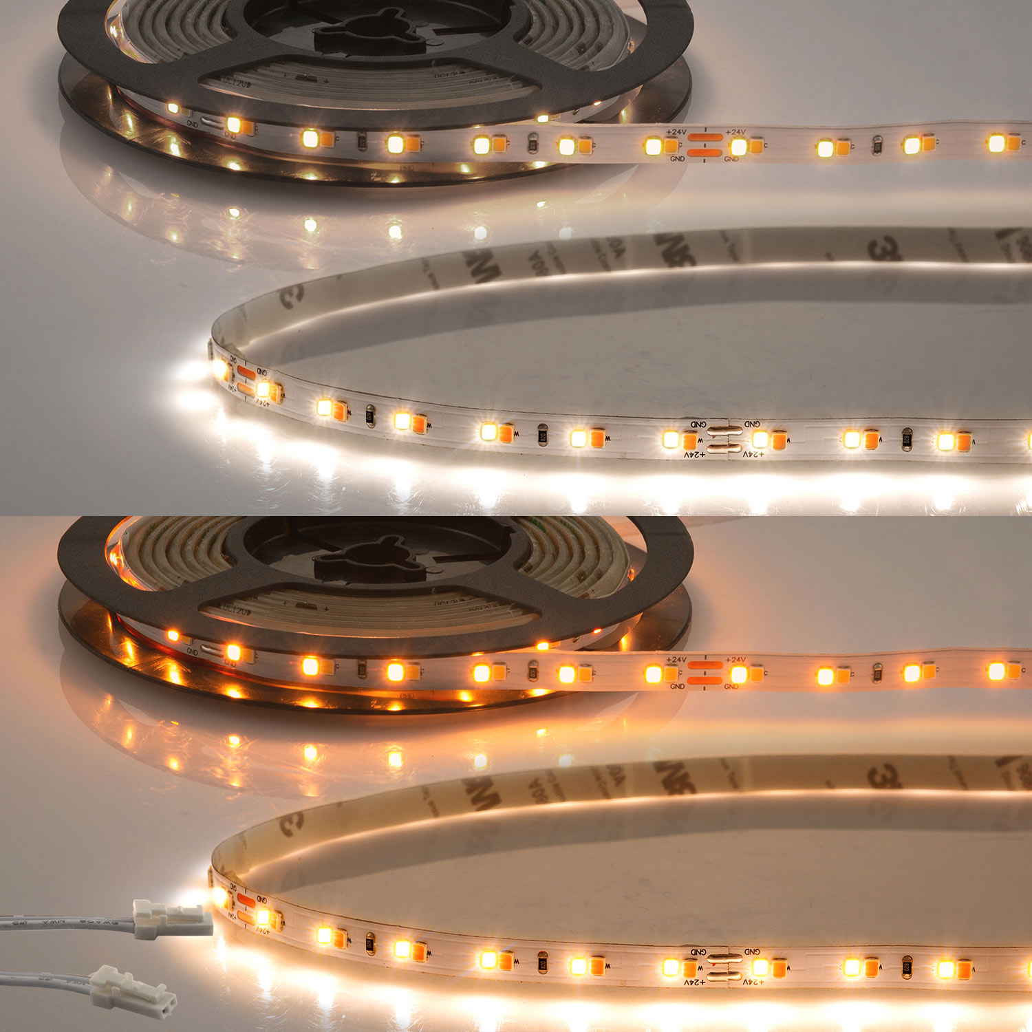 ISOLED LED CRI919/940 MiniAMP CCT Flexband 24V DC 10W IP20 250cm 2 polig Kabel mit Stecker 126 LED/m