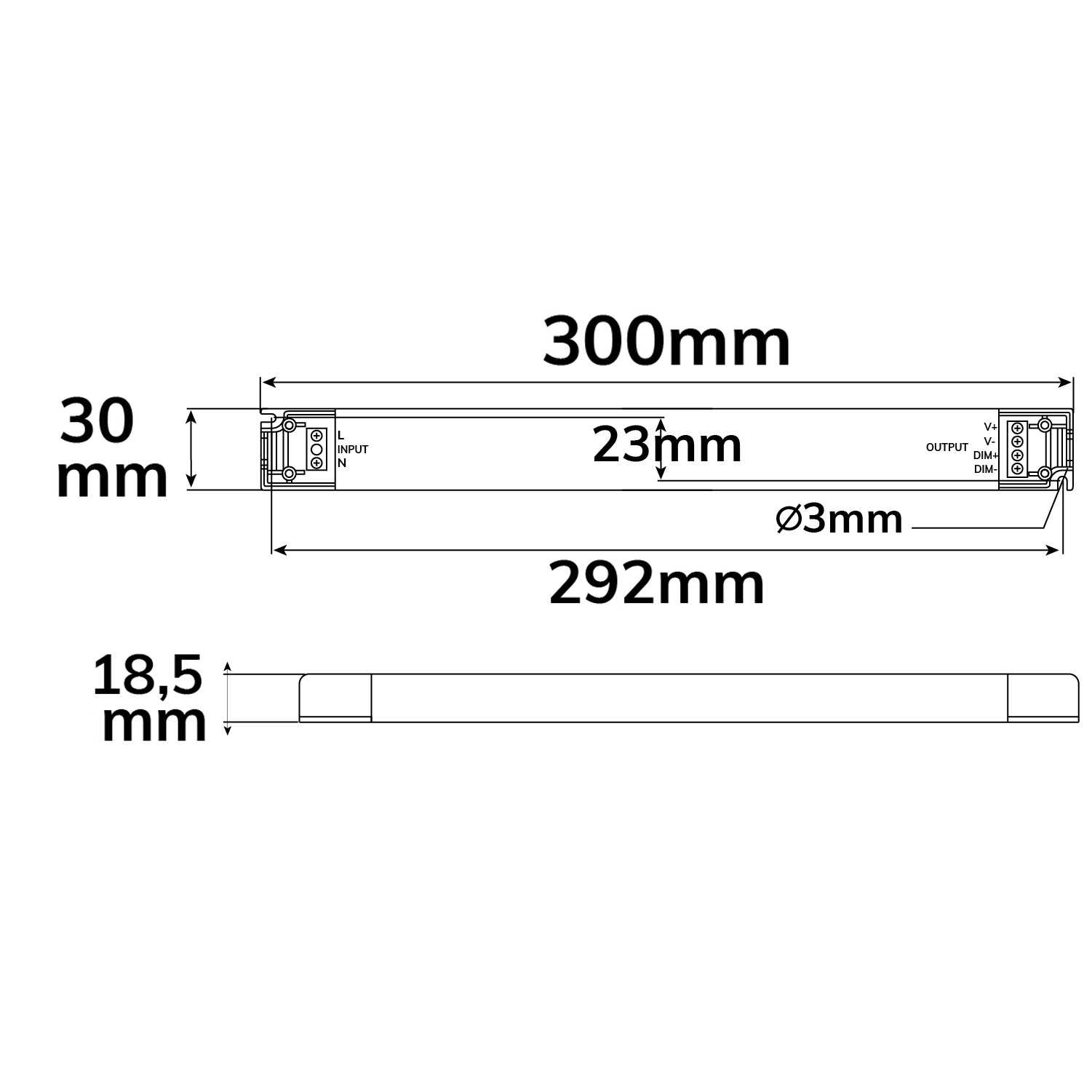 ISOLED LED PWM-Trafo 24V/DC 0-60W dimmbar SELV ultraflach ultraschmal