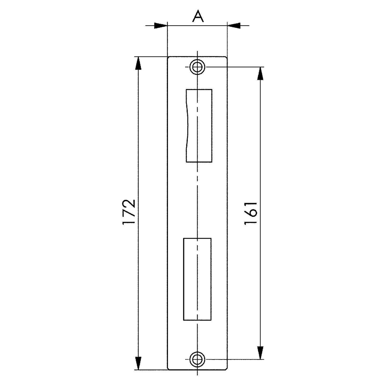 AMF Schließblech 147NIPS für Kastenstärke 30 mm, 172 x 24 x 3 mm, Edelstahl