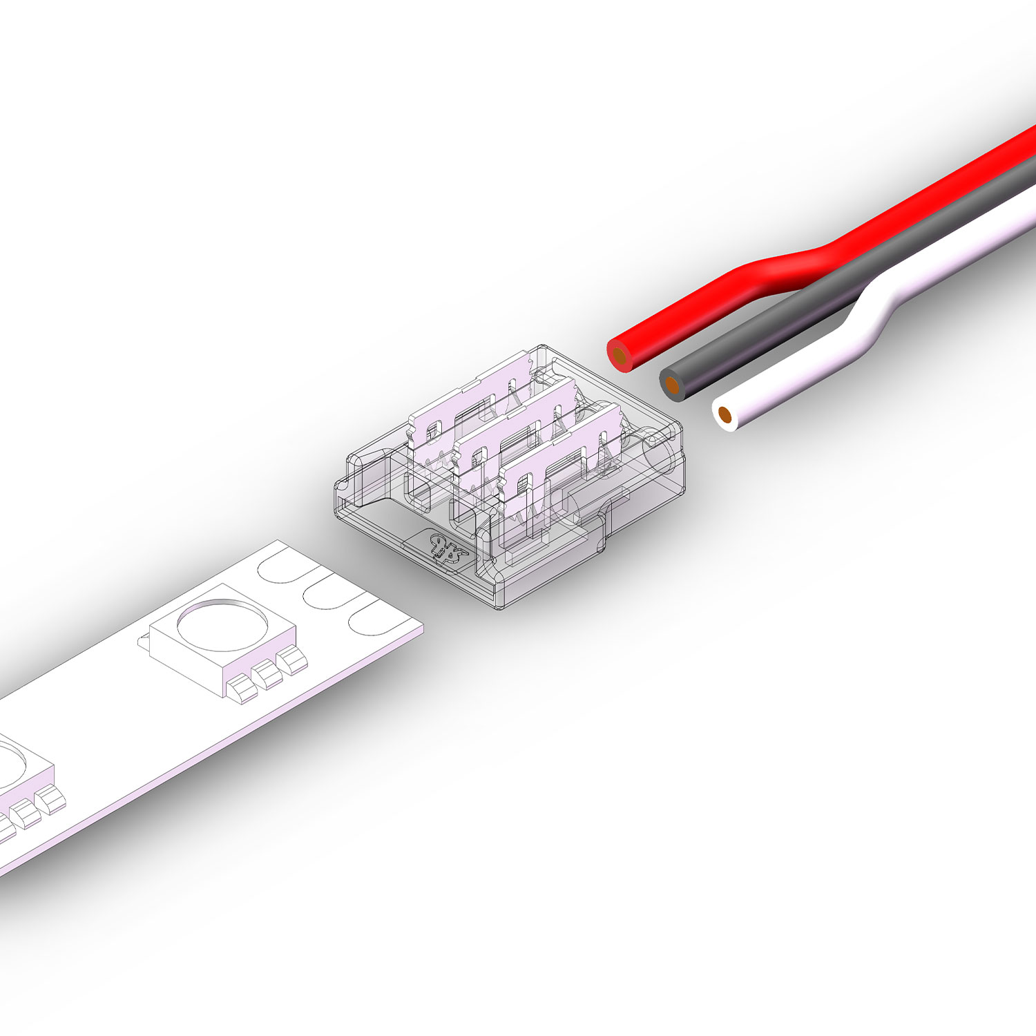 ISOLED Kontakt-Kabelanschluss (max. 5A/0,5qmm) K2-310-V1 für 3-pol. IP20 Flexstripes mit Breite 10mm