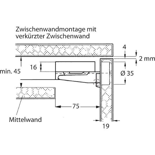 Accuride 1316 Synchronsteuerung, Schienenlänge 550 mm