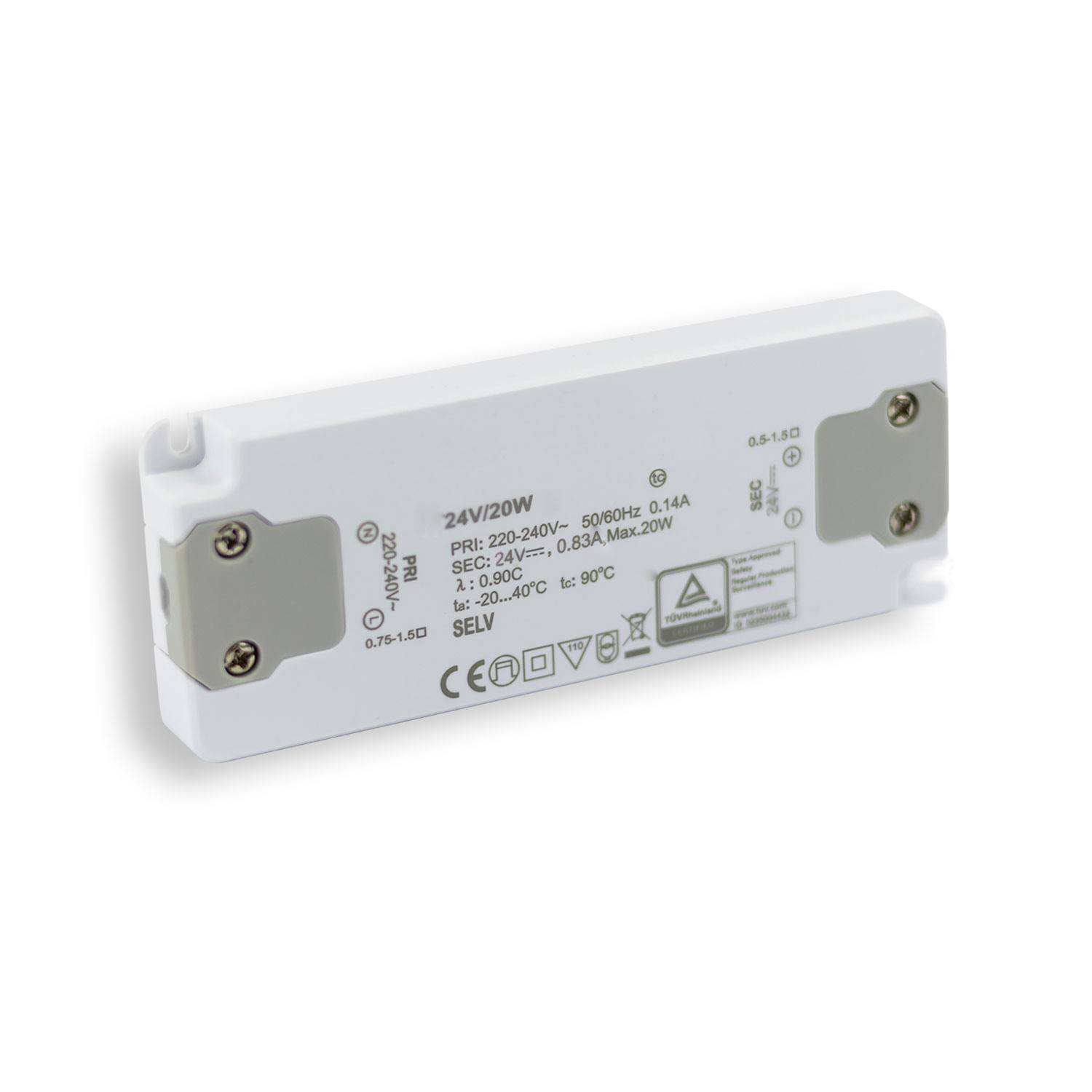 ISOLED LED Trafo 24V/DC 0-20W SELV ultraflach