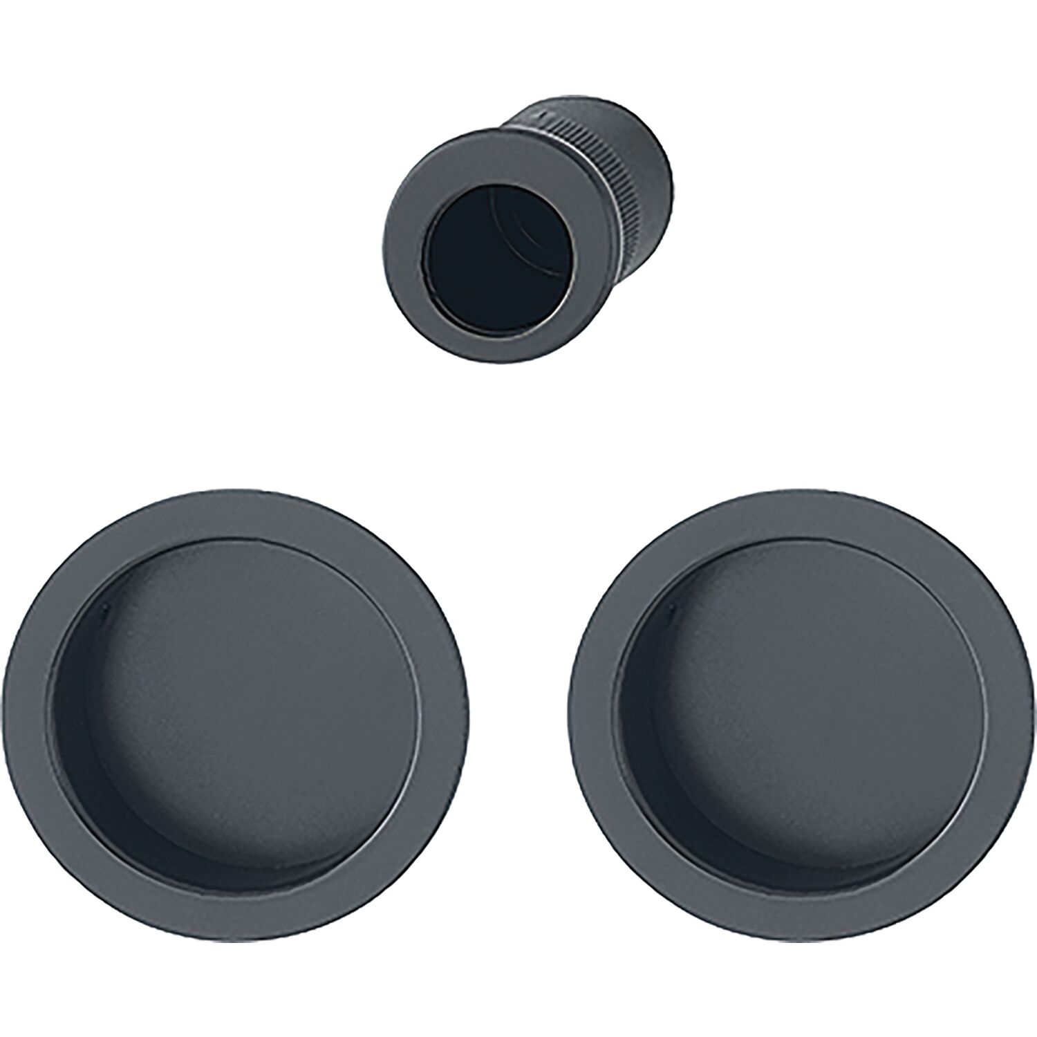 Hoppe HOPPE Schiebetürmuschel Set 4920 - BL, runde Rosette, Aluminium schwarz matt