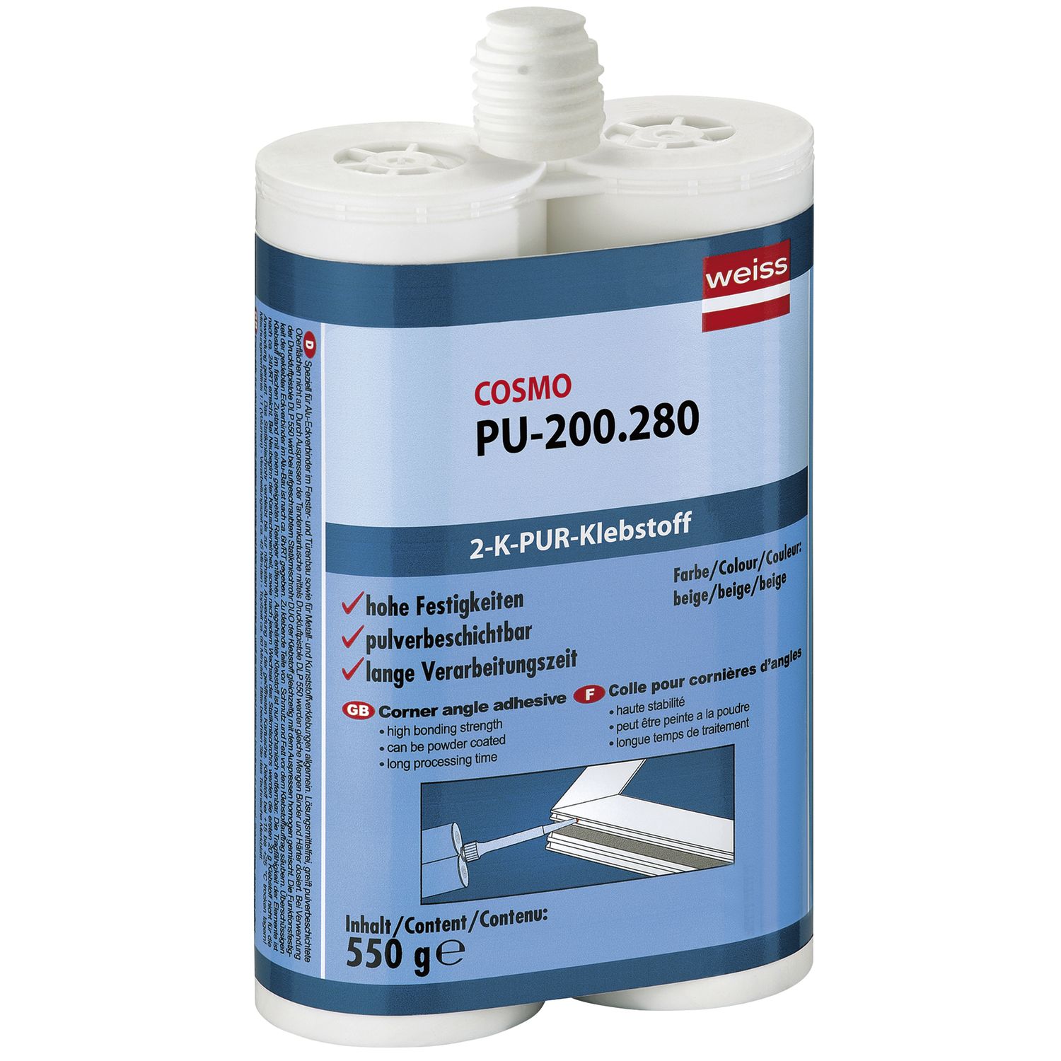 Cosmo PU-200.280 2K-Eckwinkelklebstoff 550g beige