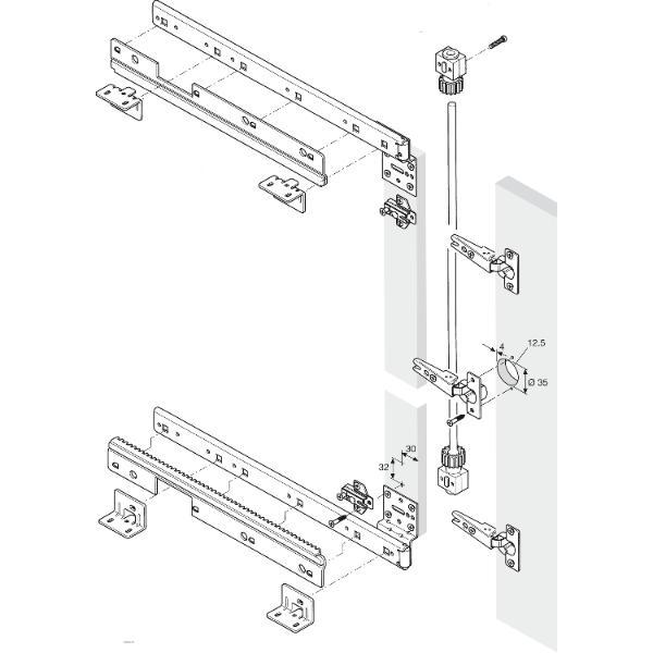Accuride 1316 Synchronsteuerung, Schienenlänge 550 mm