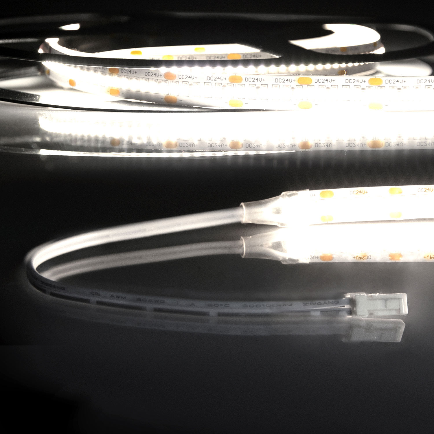 ISOLED LED CRI940 MiniAMP Flexband 24V DC 12W IP20 4000K 500cm beids. 30cm Kabel + maleAMP 300 LED/m