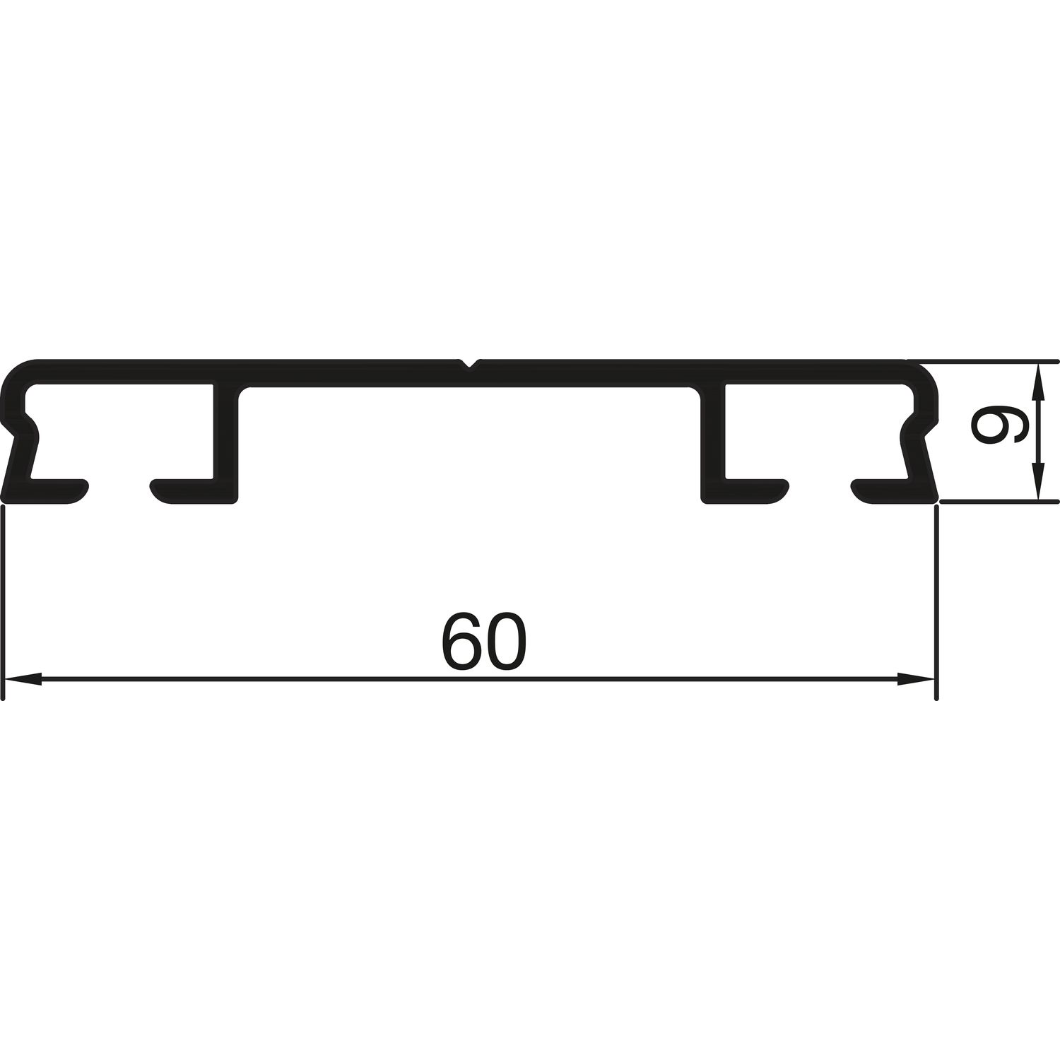 THYSSENKRUPP Syprotech Flachdeckschiene 60/9 gelocht, L=6000 mm, Alu blank