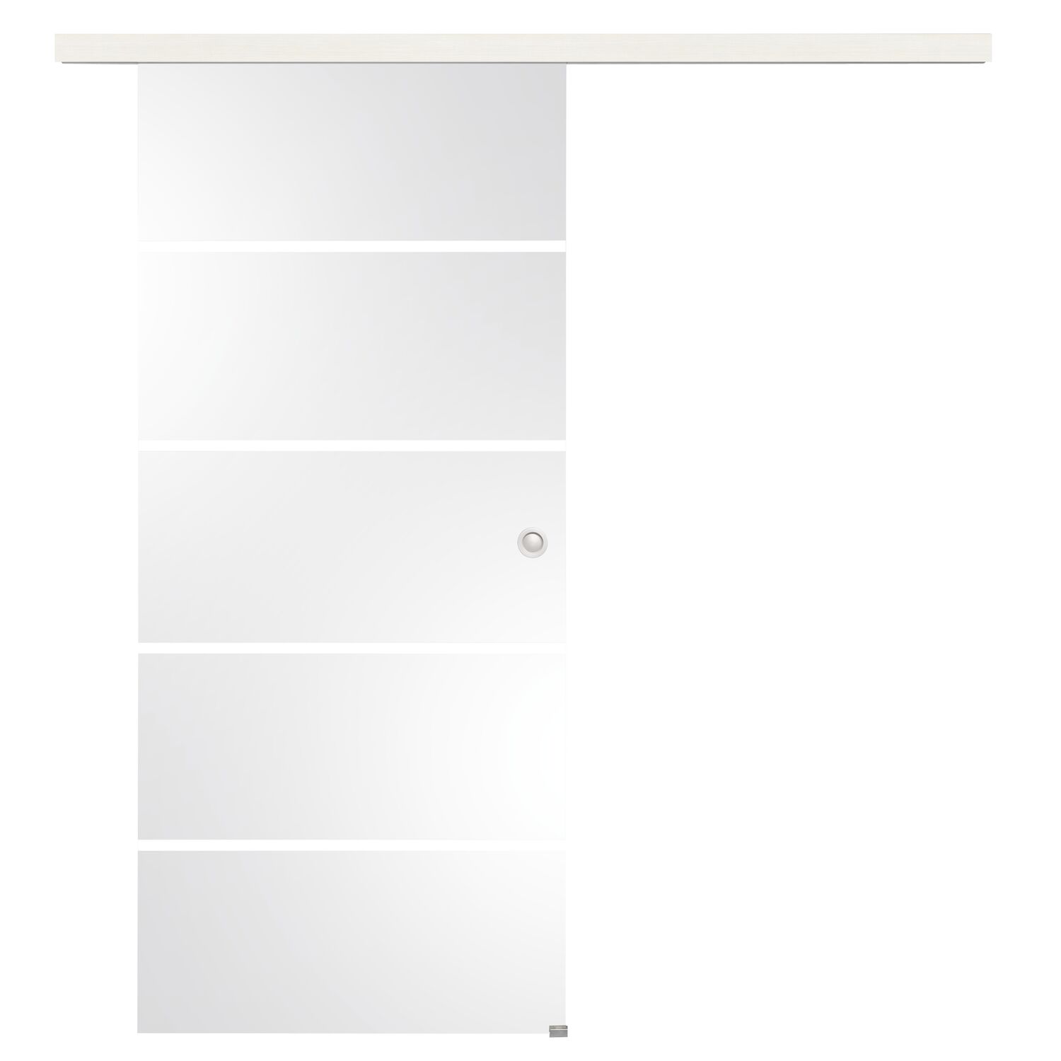 Glasschiebetür Set Sensita 15, 820x2100mm Inlay CPL Bianco Muschelgriff silber
